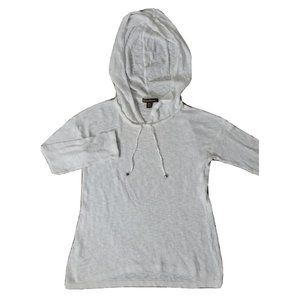 Tommy Bahama Women's Small White Hoodie Loose Knit Sheer Slub Cover Up LS